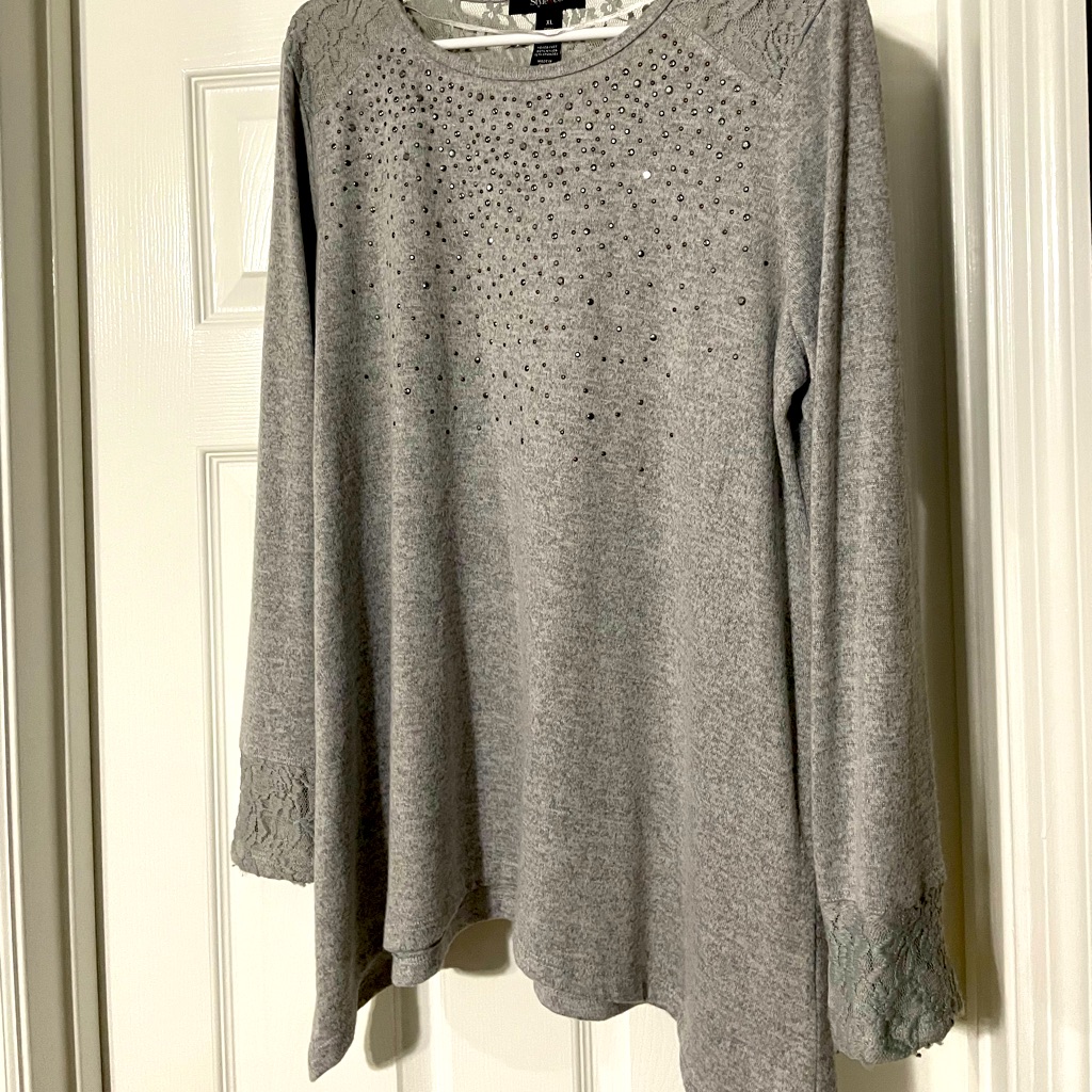 Gray Stud Sweater